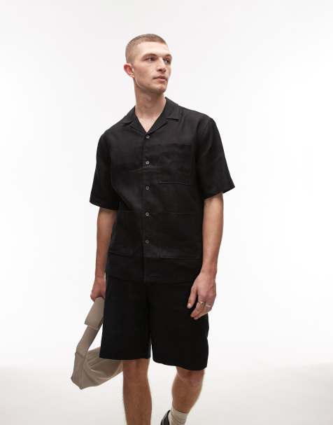 Mango - Camicia a maniche corte nera in lino premium - view 1
