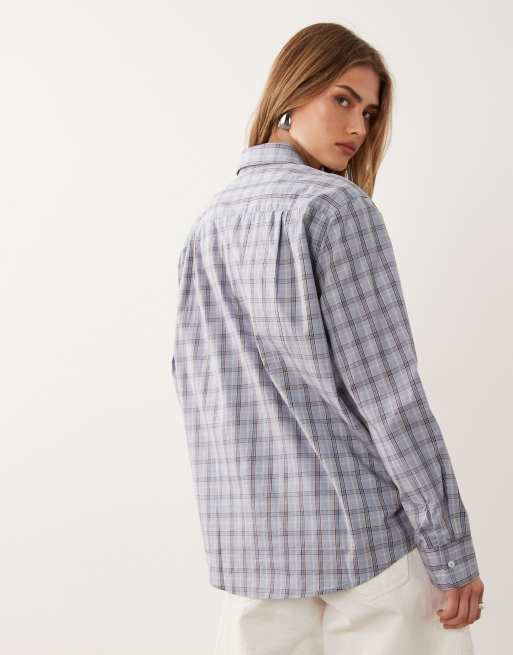 Mango - Camicia a maniche lunghe in 100% cotone blu a quadri, 4 di 4