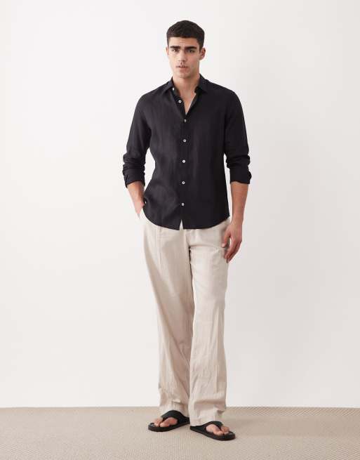 Mango - Camicia a maniche lunghe nera in 100% lino, 2 di 5