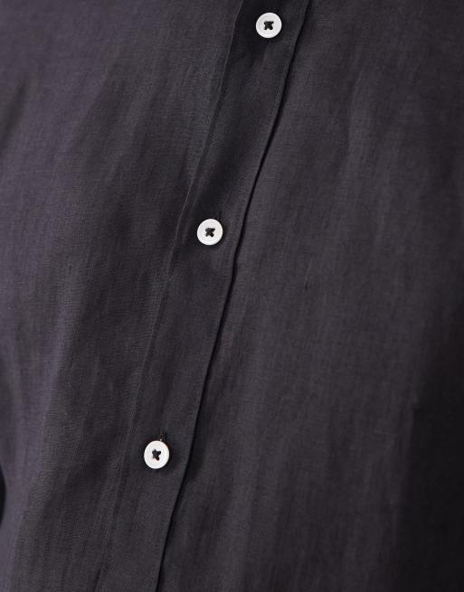 Mango - Camicia a maniche lunghe nera in 100% lino, 3 di 5