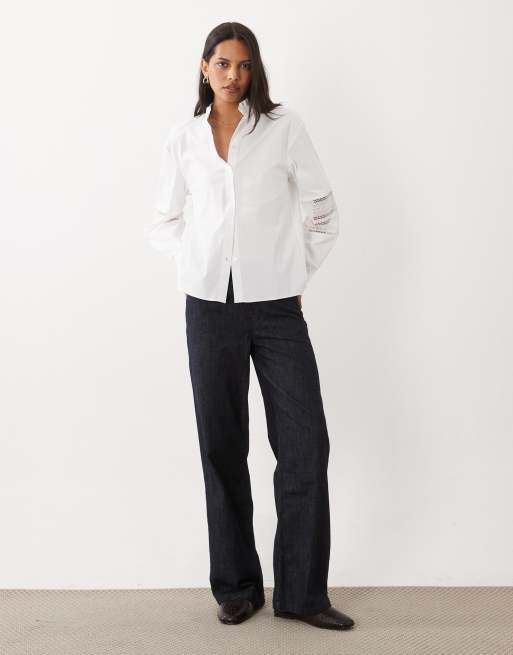 Mango camicia bianca con maniche ricamate, 3 di 4