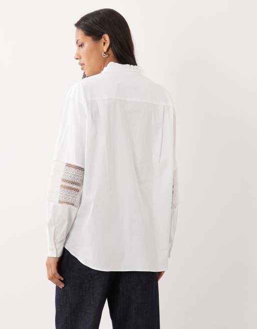 Mango camicia bianca con maniche ricamate, 4 di 4