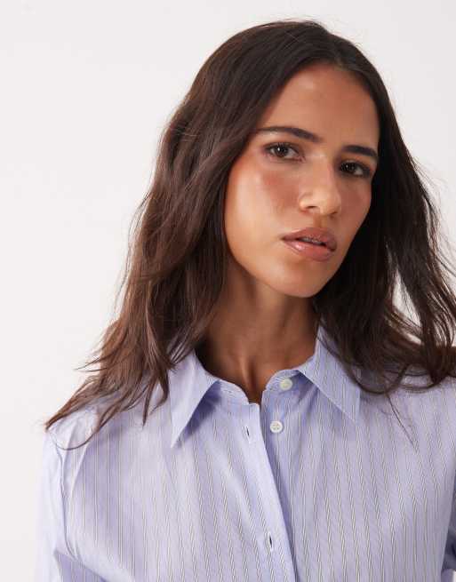 Mango camicia classica a righe blu, 3 di 4