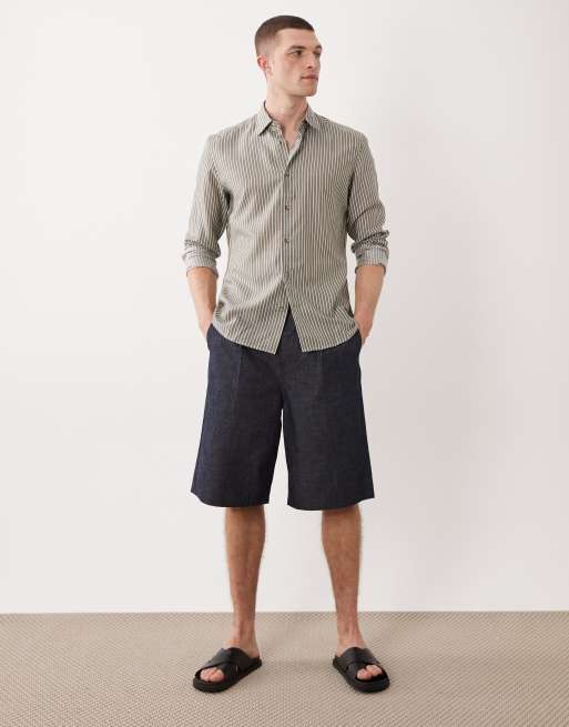 Mango - Camicia classica a righe kaki, 2 di 5