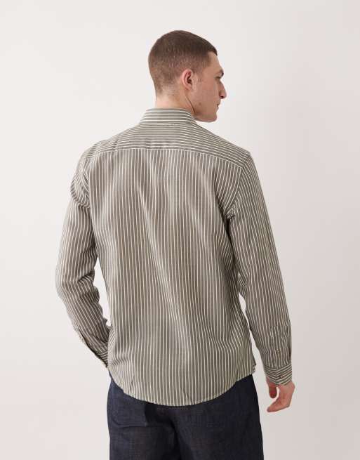 Mango - Camicia classica a righe kaki, 5 di 5