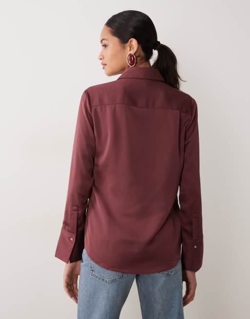 Mango camicia classica con bottoni dorati bordeaux, 4 di 4