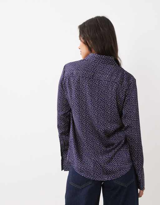 Mango camicia classica con stampa a pois blu, 4 di 4