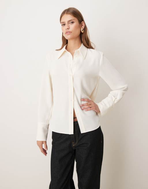 Mango - Camicia color crema con bottoni dorati