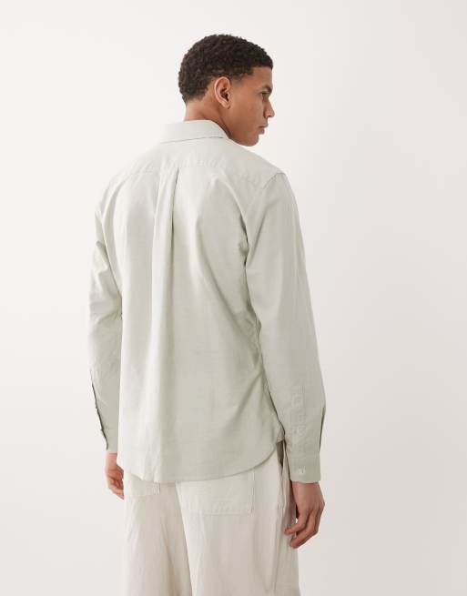Mango - Camicia comoda a maniche lunghe verde menta a righe 100% cotone, 5 di 5
