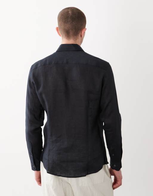 Mango - Camicia comoda blu navy 100% lino, 5 di 5