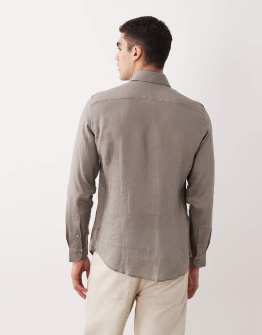 Mango - Camicia comoda marrone 100% lino, 4 di 5