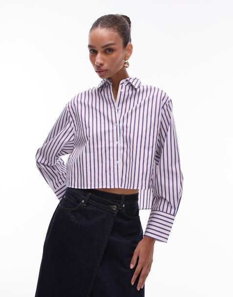 Mango - Camicia corta a righe blu e rosse - view 1