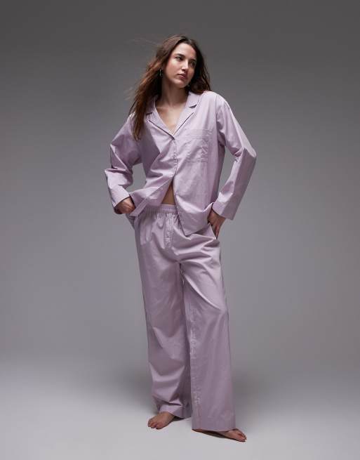 Mango Camicia del pigiama rosa in cotone in coordinato ASOS