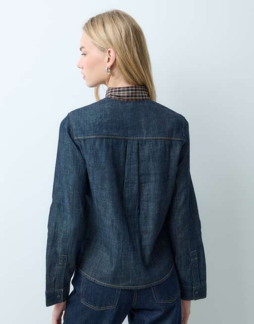 Mango camicia di jeans con collo a fiocco a contrasto, 2 di 4