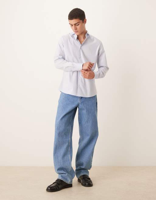 Mango - Camicia elegante vestibilità classica azzurra in cotone elasticizzato, 2 di 4