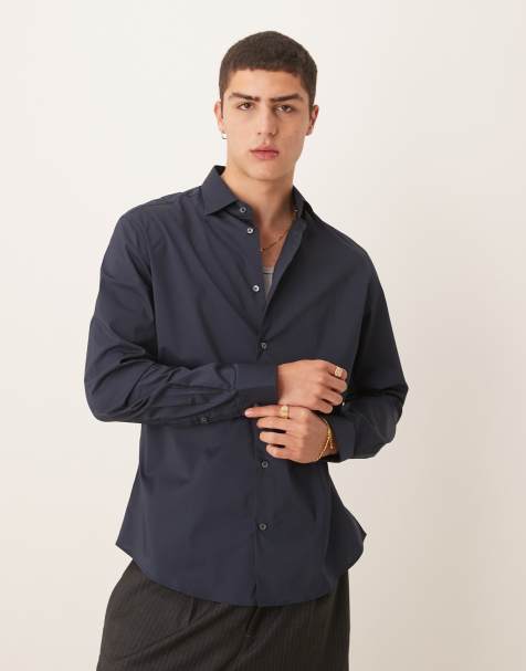 Mango - Camicia elegante vestibilità classica blu navy in cotone elasticizzato - view 1