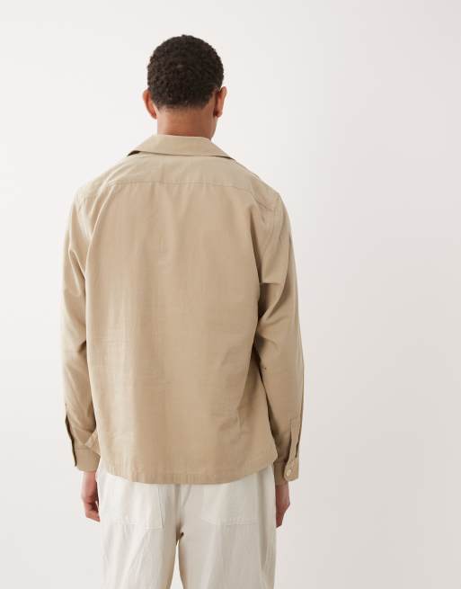 Mango - Camicia giacca leggera in misto cotone beige con bottoni, 5 di 5
