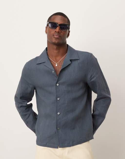 Mango - Camicia grigio ardesia con colletto a rever