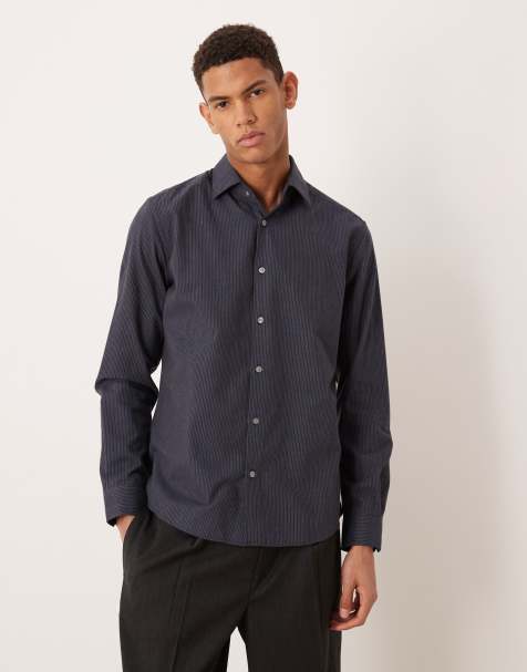 Mango - Camicia in 100% cotone blu scuro gessato - view 1