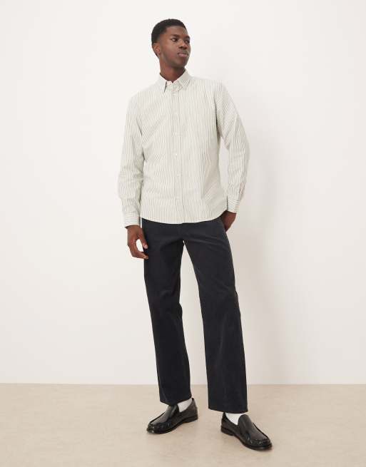 Mango - Camicia in 100% cotone kaki a righe, 2 di 5