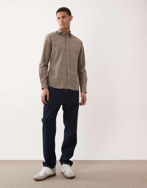 Mango - Camicia in 100% cotone marrone a quadretti, 2 di 5