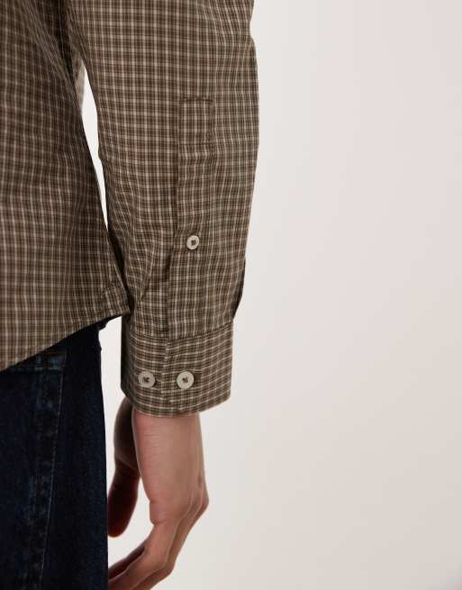 Mango - Camicia in 100% cotone marrone a quadretti, 3 di 5