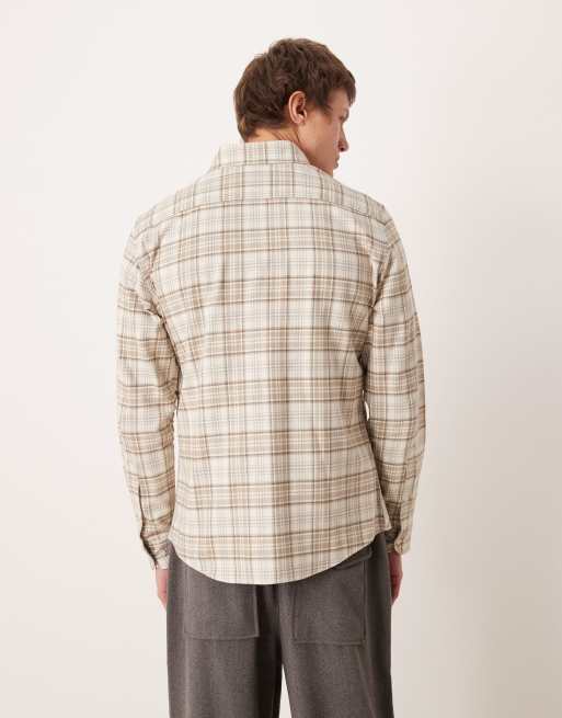 Mango - Camicia in 100% cotone marrone a quadri, 3 di 5