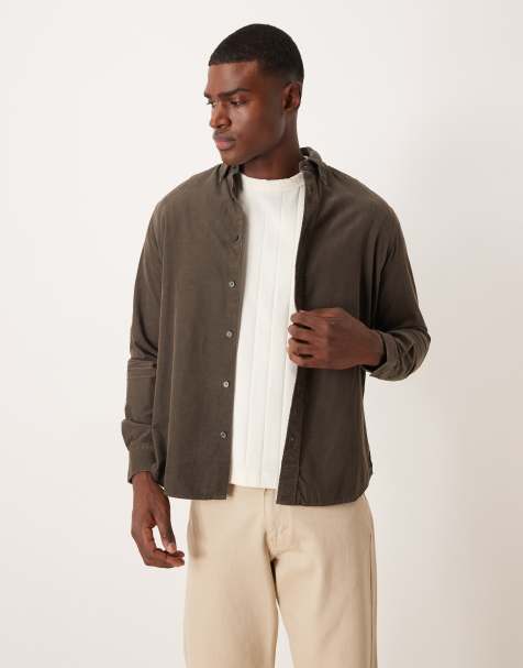 Mango - Camicia in 100% cotone marrone in tessuto a coste - view 1