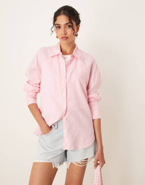 Mango - Camicia in lino rosa - view 1
