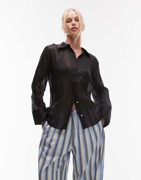 Mango - Camicia in ramiè leggera nera - view 1