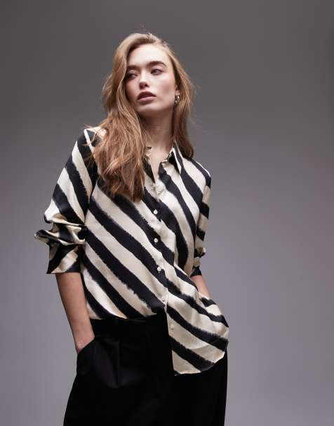 Mango - Camicia in raso a righe bianche e nere - view 1
