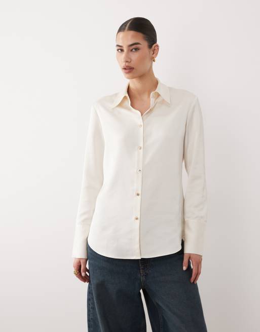 Mango - Camicia in raso bianca, 2 di 4