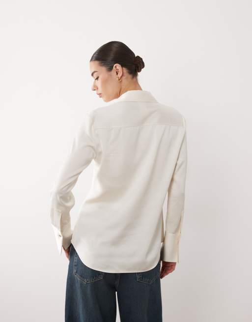 Mango - Camicia in raso bianca, 4 di 4