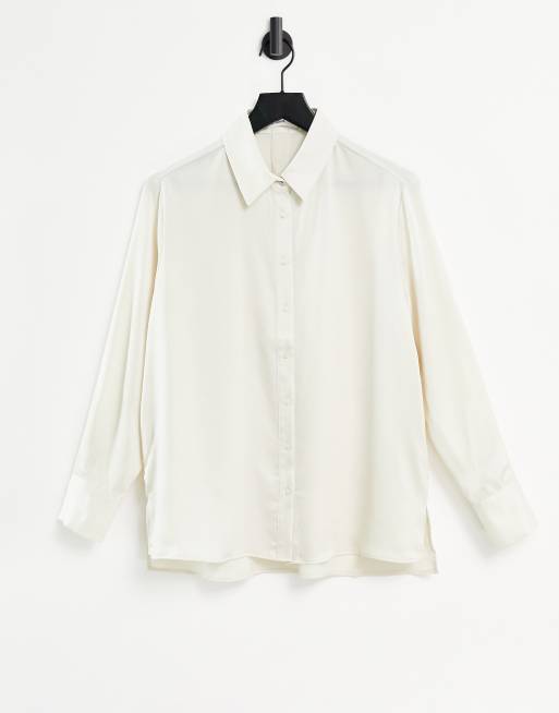 Mango - Camicia in raso color crema