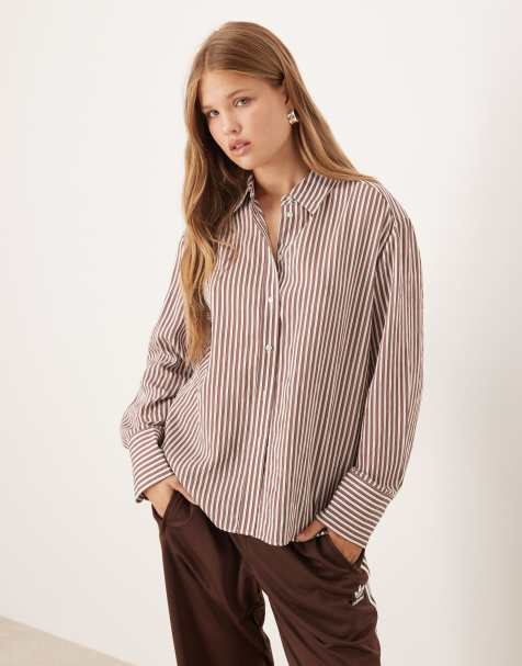Mango - Camicia marrone a righe - view 1