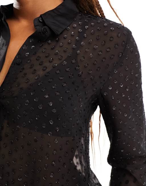 Camicia nera a pois sale