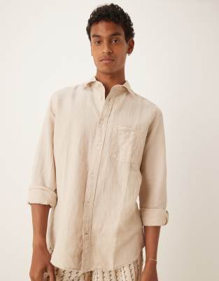 Mango - Camicia premium in lino giallo pallido - view 1
