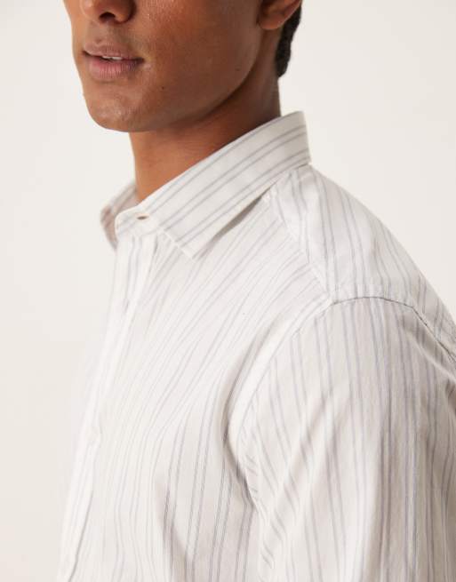 Mango - Camicia regular fit in cotone bianca a righe blu, 4 di 4