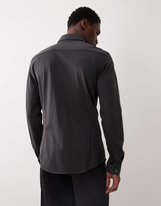 Mango - Camicia slim in misto cotone antracite resistente alle pieghe, 3 di 5