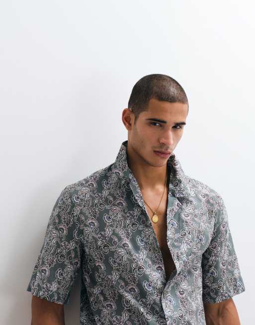 Mango - Camicia verde menta a fiori rétro, 4 di 5