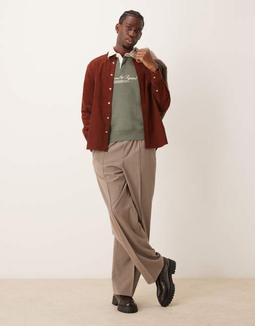Mango - Camicia vestibilità classica rossa in velluto a coste