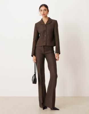 Mango Camila Wool Mix Short Blazer In Brown