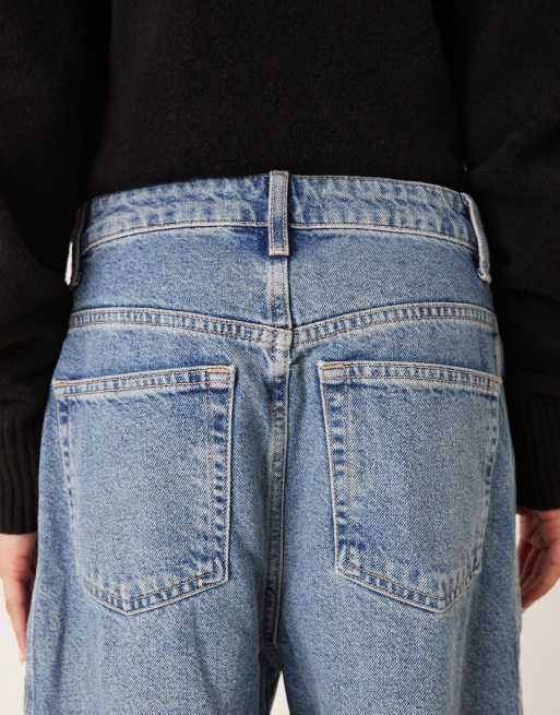 Mango - Camilla - Ruimvallende baggy jeans met voorkant met wassing in blauw, 5 van 5