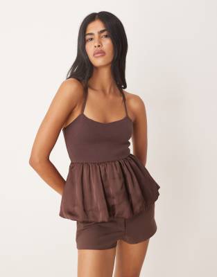 Mango - Camisole in Braun mit Schößchen-Brown