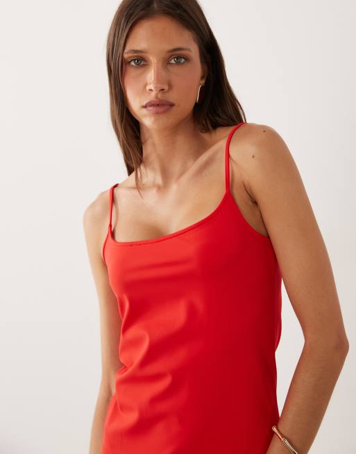 Mango – Camisole-Oberteil aus Polyamid in Rot mit Riemchenträgern, 3 von 4