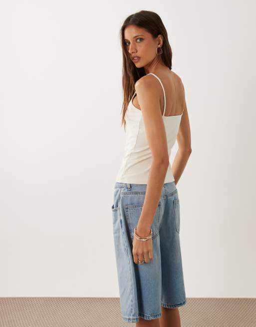 Mango – Camisole-Oberteil aus Polyamid in Weiß mit Riemchenträgern, 3 von 4