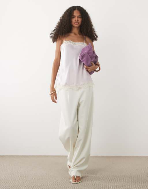 Mango – Camisole-Oberteil aus Satin und Spitze in Pastellrosa, 2 von 4