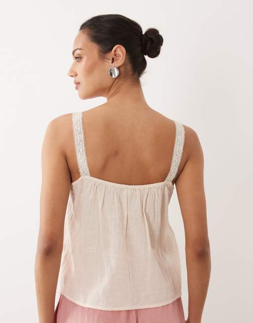 Mango – Camisole-Oberteil in Pastellrosa mit eckigem Ausschnitt, 4 von 4