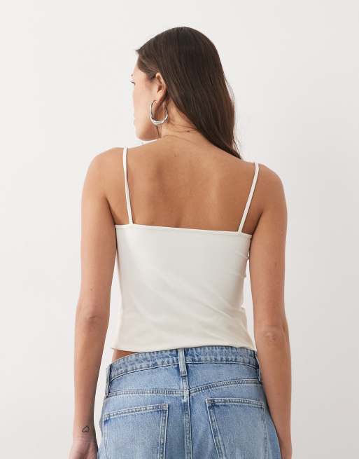 Mango – Camisole-Oberteil in Weiß mit Riemchenträgern, 4 von 4