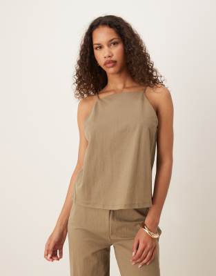 Mango - Camisole-Top aus Leinenmix in Beige, Kombiteil-Neutral